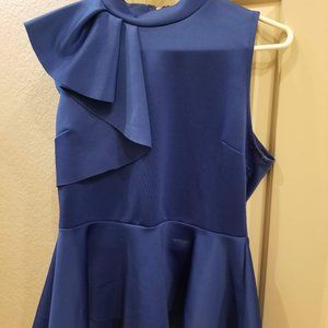 Womens Asymmetric Ruffle Side Peplum Top